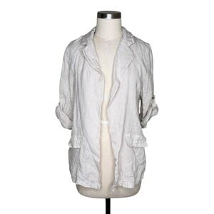 ARTIGLI Blazer Giacca Beige‎ 100% Linen Roll Tab Sleeve Women's Size Large NEW